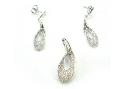 Rhodium Plated | CZ Studded Pendant Sets